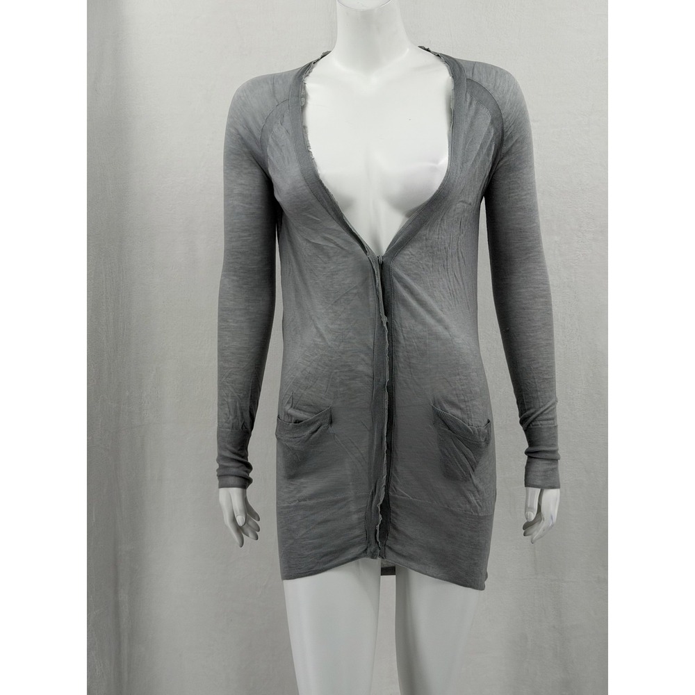 Rag & Bone Sweater Women Small Gray Sheer Lightweight Cardigan Tencel Longline